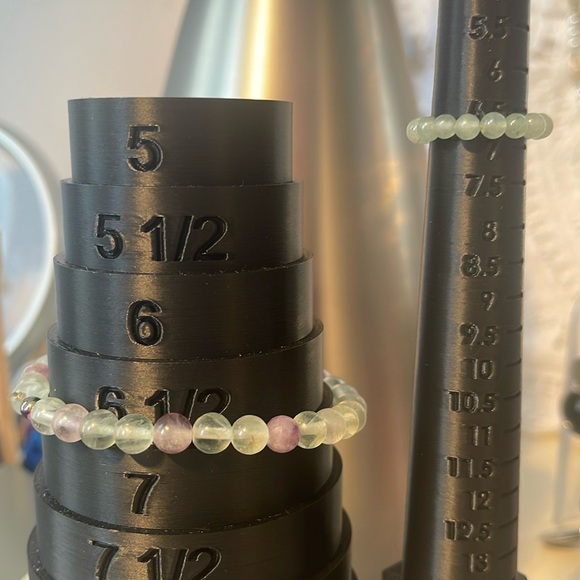 Flourite 6mm Natural Stone Stretch Bracelet and Ring set - Picture 2 of 5